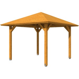 Skan Holz Pavillon Cannes 1, Eiche hell lasiert, 294x294 cm. Holz-Pavillon für den Garten.