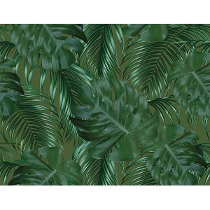 Grünes Siena Garden Dekokissen mit Monstera-Blattmuster, 45x45 cm, für Gartenmöbel.