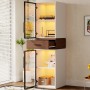 okwish Vitrinenschrank mit LED Beleuchtung Glastüren Wohnzimmer 40x40x200cm Weiß_4