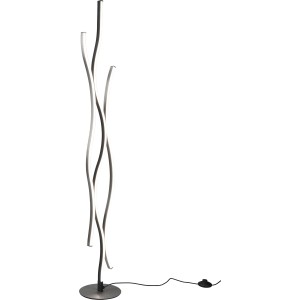 Moderne Trio LED Stehleuchte Blaze in gebürstetem Aluminium. Design-Stehlampe mit dimmbarer Lichtfarbe.