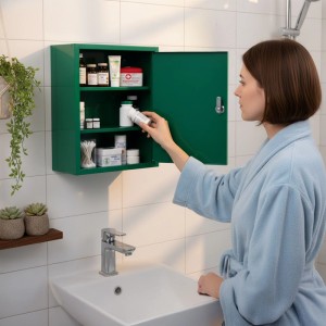 Relaxdays Medizinschrank Eisen Grün Abschließbar 36 x 31 x 10 cm 2,3 kg