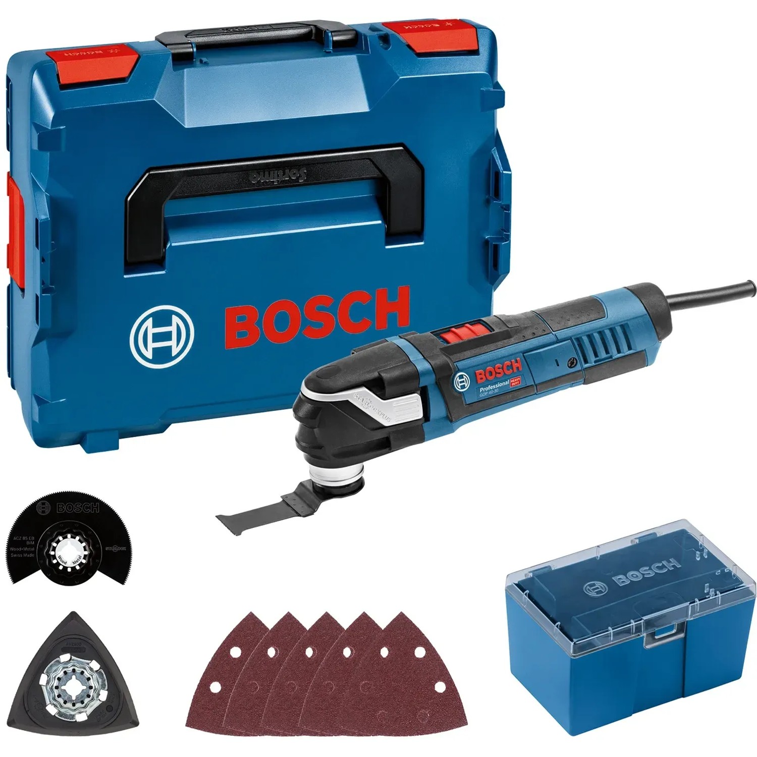 Bosch Professional GOP 40-30 Multicutter im Set mit Zubehör und L-Boxx.