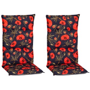 2er-Set Beo Hochlehner Sitzauflagen Trondheim mit Mohnblumenmuster für Gartenstühle.