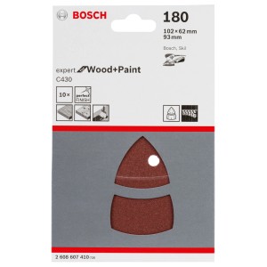 Bosch Schleifblatt-Set C430, Körnung 180, 10-teilig für Multischleifer.