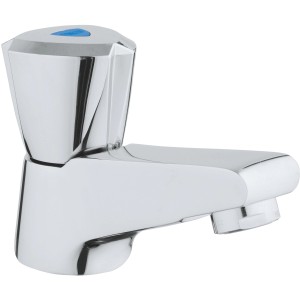 Grohe QuickFix Costa Trend Standventil, Chrom, mit blauem Dreikantgriff für Waschbecken.