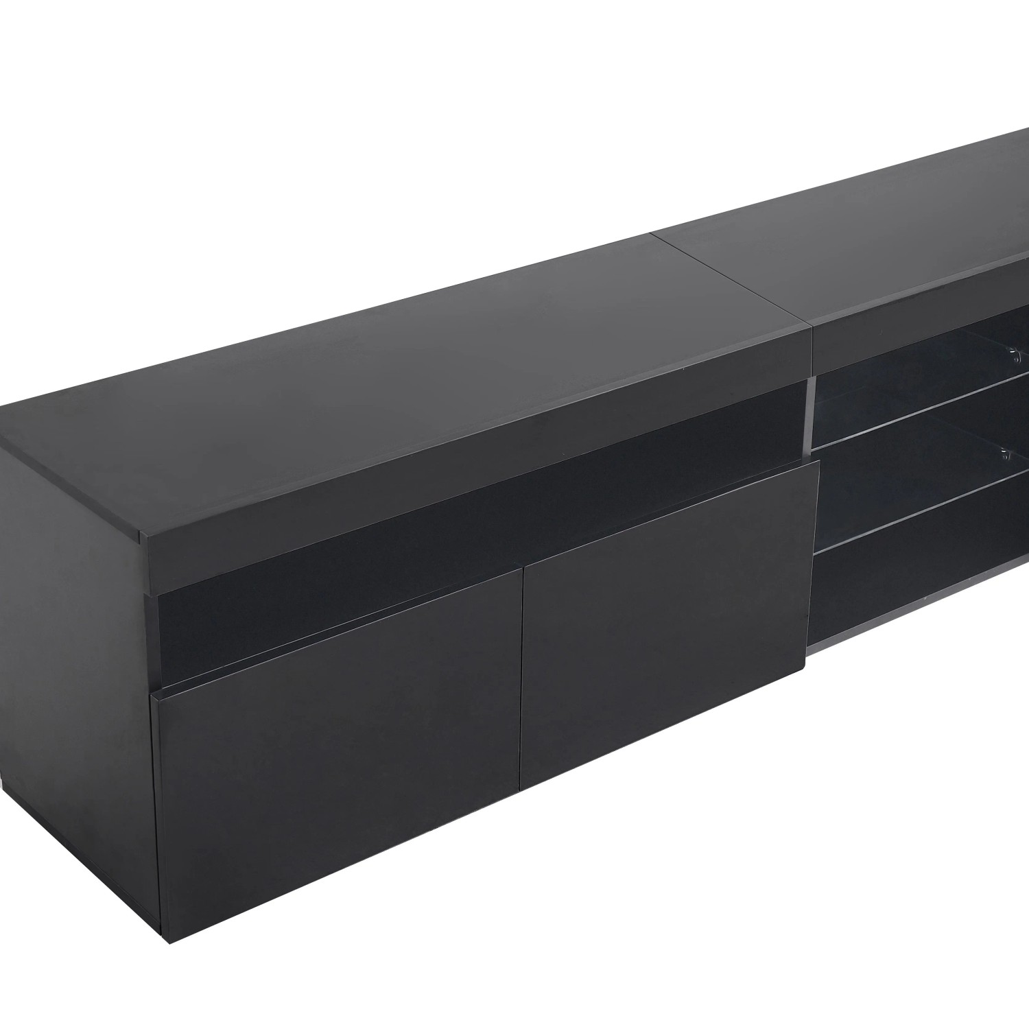 okwish TV Schrank mit LED Beleuchtung für Wohnzimmer 180x35x48cm Schwarz_10