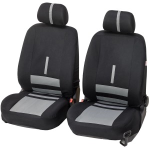 Cartrend Frontsitzbezüge, 6-teiliges Set in Schwarz/Grau für Auto-Innenausstattung.