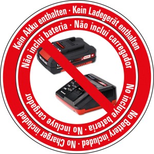Symbol: Kein Akku, kein Ladegerät im Lieferumfang des Einhell Gasheizers enthalten.