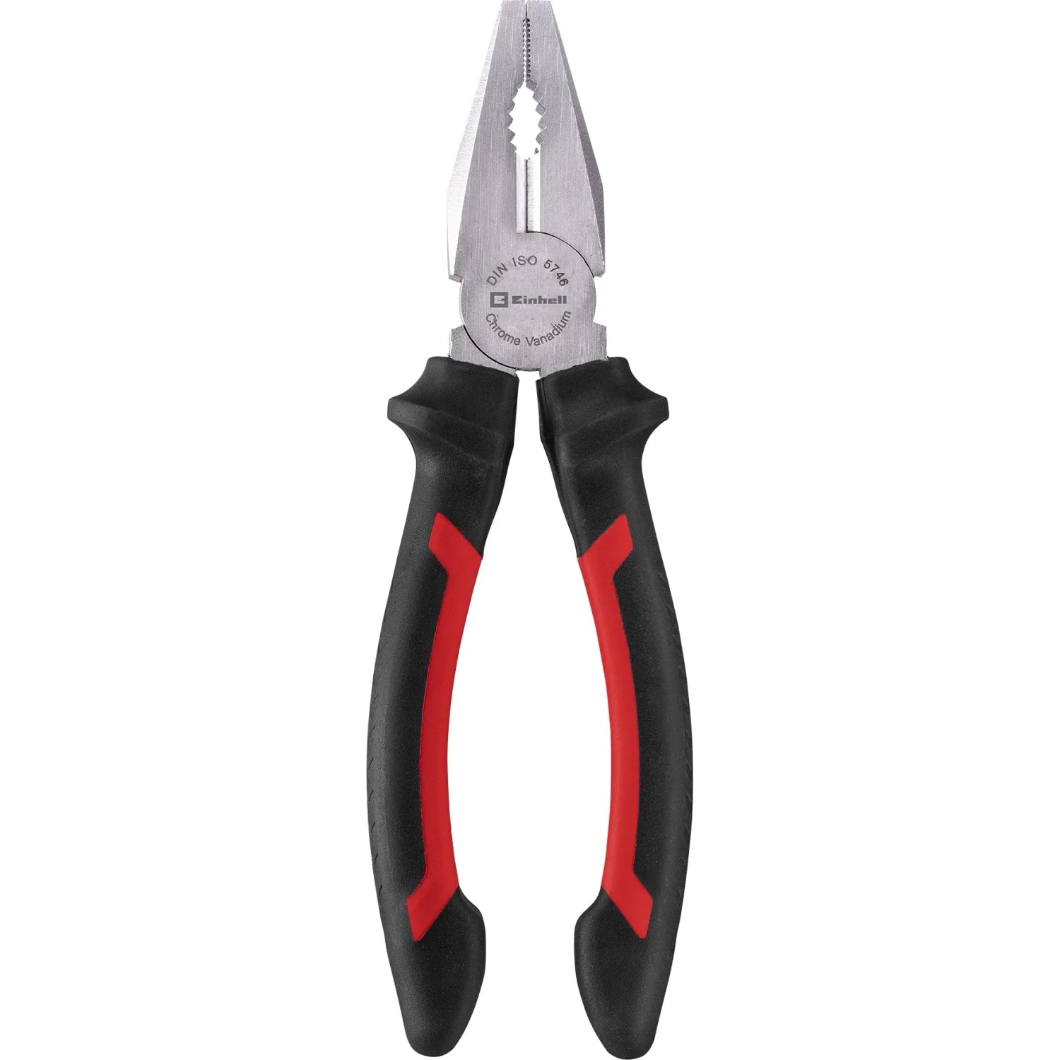 Einhell Kombizange aus dem Werkzeugkoffer E-Case, Zange mit schwarz-roten Griffen.