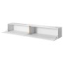 Selsey TV-Hängeboard Bisira 200 cm, weiß mit goldenem Einsatz, 2 geöffnete Klapptüren, moderner TV-Schrank.