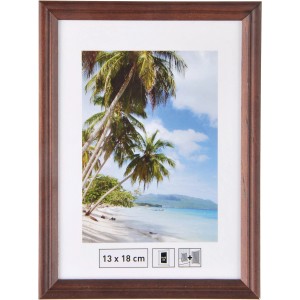 Holzbilderrahmen Mahagoni, gerillt, 13x18 cm, mit Aufsteller. Ideal für Fotos und Bilder.