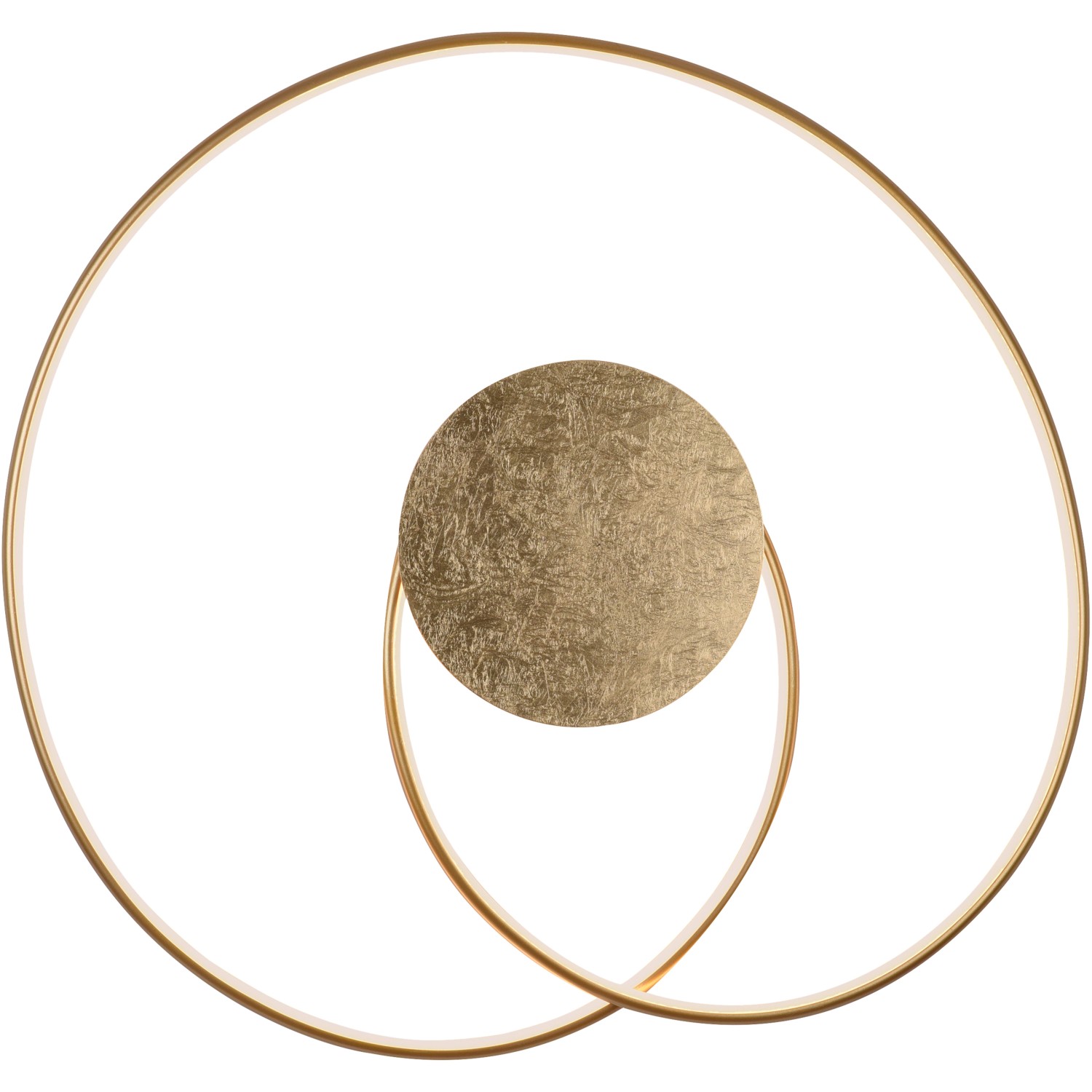 Moderne LED-Deckenleuchte Nastro Gold von Paul Neuhaus, 70x65 cm, mit runder Form.