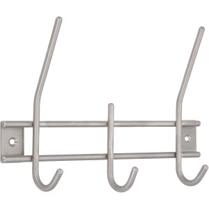 Siro Hakenleiste aus Edelstahl, feingeschliffen, mit 5 Haken und einer Länge von 220 mm.