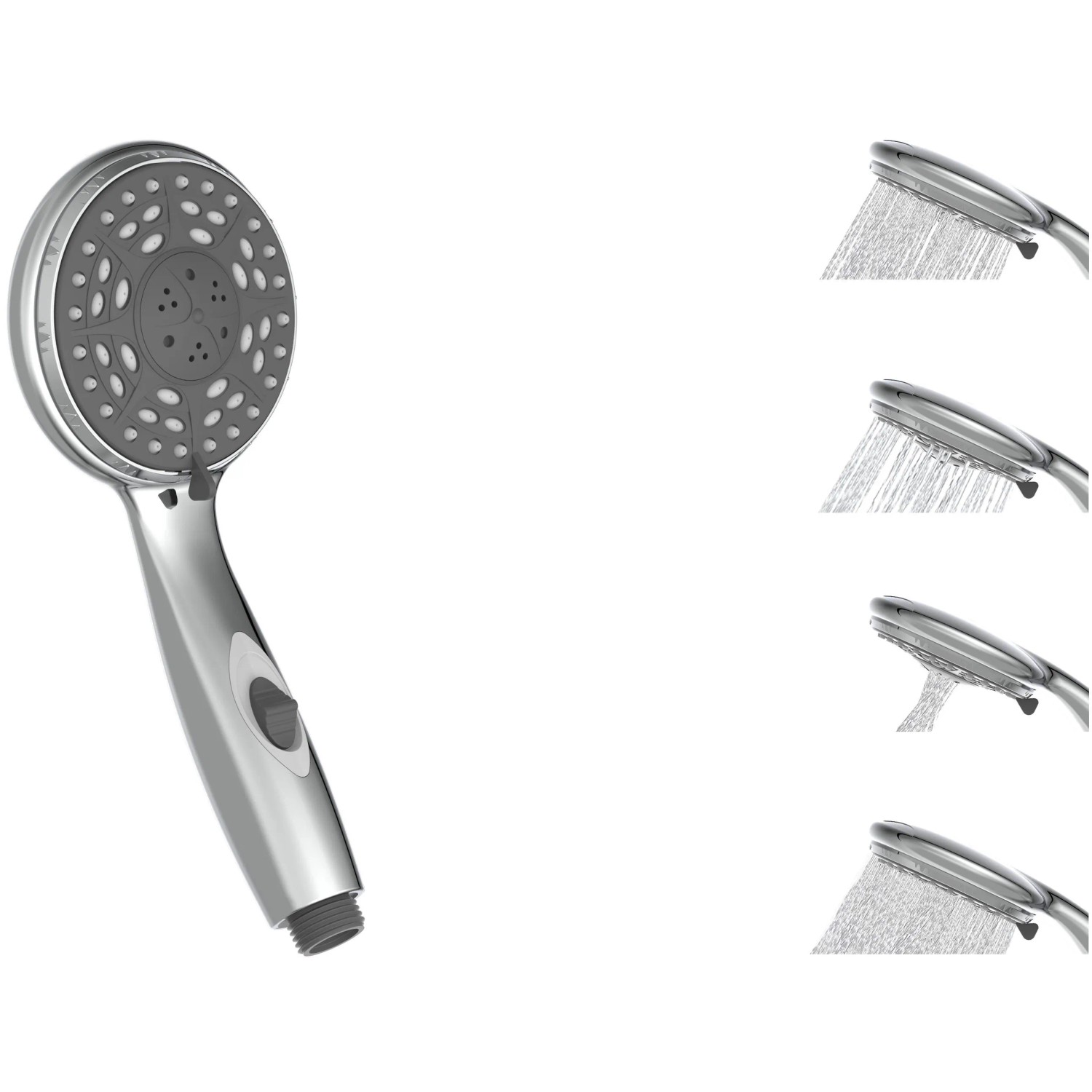 Schütte Aqua-2-Save Handbrause Chrom mit Wasserstopp und 4 Strahlarten.