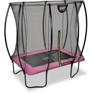 Rechteckiges EXIT Silhouette Trampolin Rosa 153x214cm mit Sicherheitsnetz.