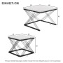 okwish Couchtisch Set mit Marmoroptik HöhenVerstellbare Füße 60x60x45cm 45x45x40cm Schwarz_5