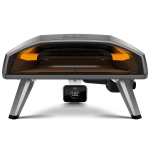 Ooni Koda 2 Pro Gas-Pizzaofen, schieferblau, mit digitalem Temperatur-Hub und vier Standbeinen.