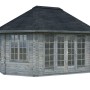 Palmako Holz-Pavillon Hanna, grau grundiert, 571x421 cm. Gartenlaube mit Fenstern und Doppeltür.