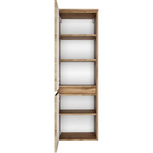 Held Möbel Bad-Midischrank Verona, 40 cm, Wotaneiche, mit offenen Türen und Einlegeböden.