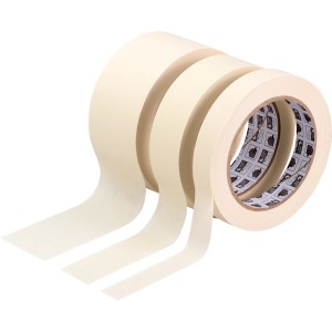 Flachkrepp Klebeband-Set, beige, 3 Rollen in verschiedenen Breiten (19, 30, 50 mm).