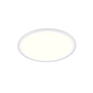 Weiße, runde Reality LED Deckenleuchte Cora, 42x42 cm. Moderne Lampe für Wohnraum und Büro.