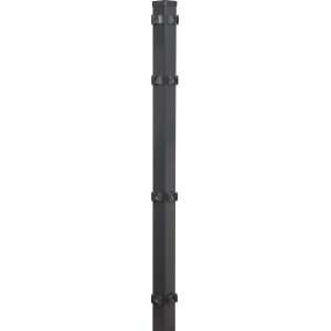 Anthrazitfarbener Eckzaunpfahl (6x6x240 cm) für Doppelstabmatten, inkl. Montagematerial.