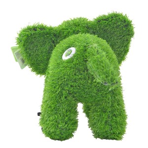 Gartenfigur Elefant, 35 cm, grün, aus Grasimitat, für die Gartendekoration.