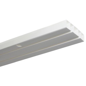 Gardinia Vorhangschiene Slim Line, 2-läufig, weiß, 150 cm für die Deckenmontage.