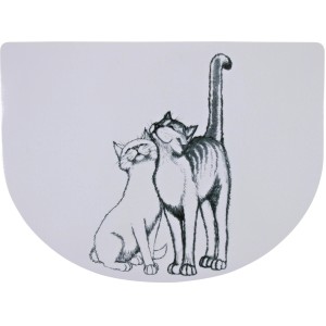 Jollypaw Napfunterlage für Katzen, 40x30 cm, mit Katzenmotiv für rutschfesten Stand von Katzennäpfen.