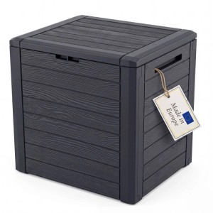 BigDean Gartenbox Klein Kompakt 140 Liter Ideal für Balkon und Kleine Flächen Holzoptik Auflagenbox