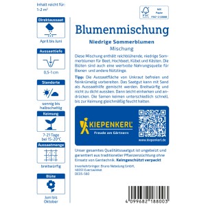 Kiepenkerl Sommerblumenmischung Niedrige Mehrfarbig Packung für bunte Blumenbeete.