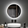 Emke Rund Spiegel 50cm Rahmenloser LED Badezimmerspiegel mit Touchschalter Kaltweiß Licht_5