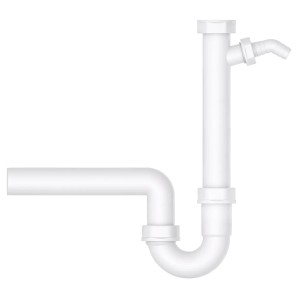 Weißer Kirchhoff Röhrensiphon für Spültisch mit Geräteanschluss (44,9 mm x 40 mm).