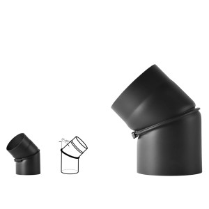 Bertrams Ofenrohrbogen 0°-45° verstellbar ohne Tür Ø 120 mm 2 mm Schwarz