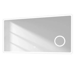 Rechteckiger Emke Badspiegel 120x60cm mit LED-Beleuchtung, Kaltweißlicht, Touch-Feld und 3x Vergrößerungsbereich.
