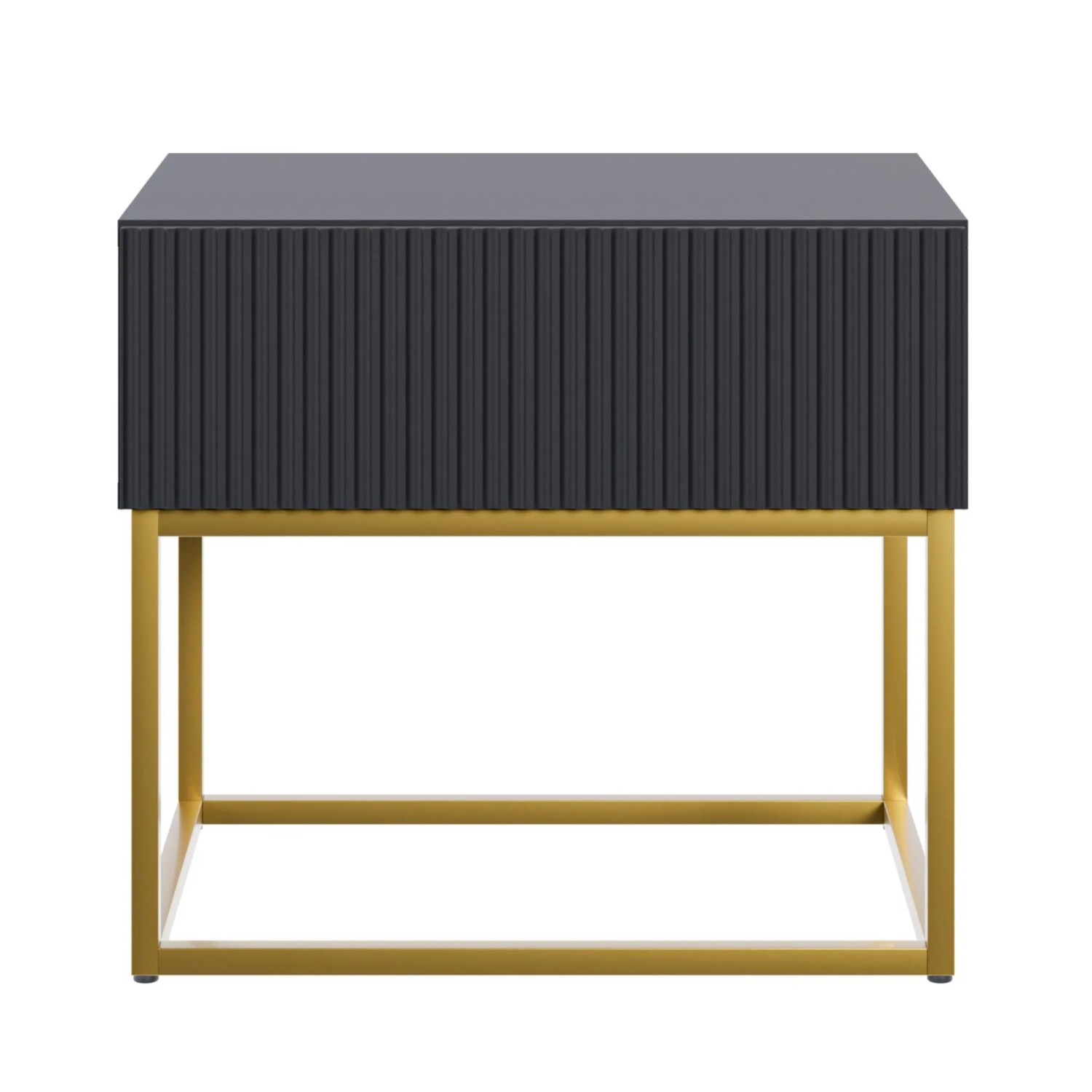 Selsey Nachttisch Veldio Rillenfront Goldfarbenes Gestell Schwarz 50 cm_6