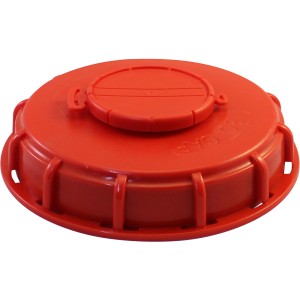 Roter DN 150 Deckel für IBC Tanks mit Entlüftungsventil als Zubehör für Regentonnen.