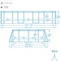 Technische Zeichnung Bestway Stahlrahmenpool-Set Power Steel, Maße und Füllmenge.