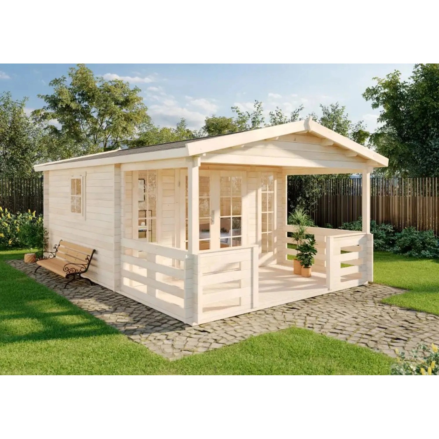Imprägniertes Alpholz Gartenhaus Lappland-40 A mit Satteldach, 360x542 cm.
