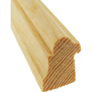 Falzleiste aus Kiefernholz, 28x21x2400 mm, Detailansicht der Holzstruktur.