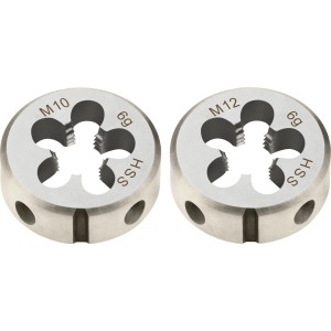 LUX Schneideisen-Set M10/12 aus HSS-Stahl für Rechtsgewinde in Metall.
