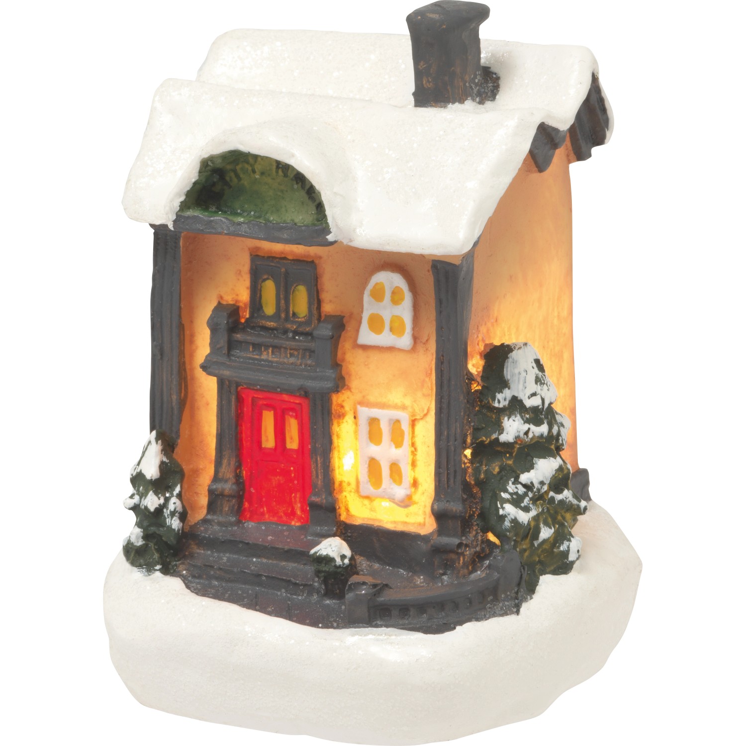 Beleuchtetes Deko-Weihnachtshaus, sortiert: Winterliche Tischdeko mit LED-Beleuchtung für gemütliche Atmosphäre.