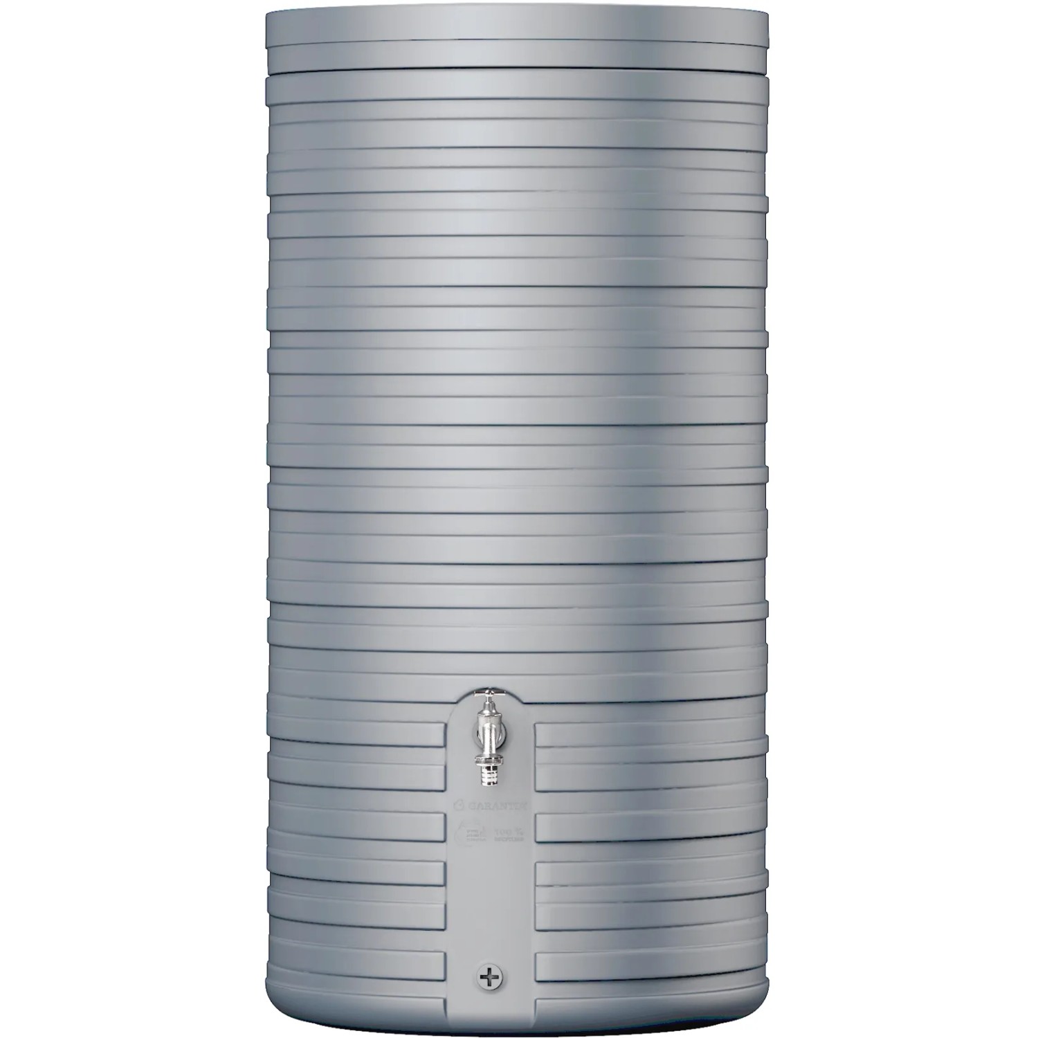 Garantia Regenwasserbehälter Nordic, 300 l, Steingrau mit Deckel und Wasserhahn-Anschluss.