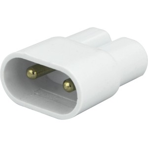 Weißes e2 elektro Verbindungsstück für LED Unterbauleuchten Systeme.