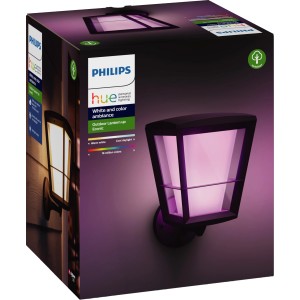 Verpackung der Philips Hue Econic LED Laternenleuchte für den Außenbereich, Farbe Schwarz.
