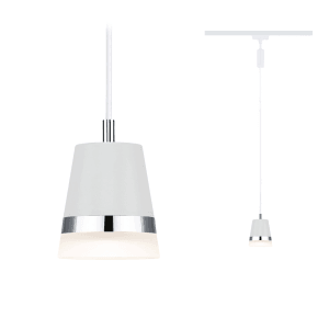 Paulmann URail Cone Pendelleuchte, signalweiß, mit Chromring. LED-Schienensystem.