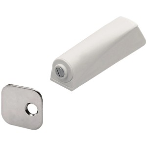 Hettich Türdrucköffner Push to Open, weiß, zum Anschrauben für grifflose Möbeltüren.