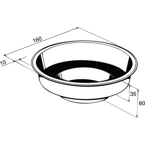 Technische Zeichnung Ubbink GFK-Fertigteich Mars RT1, rund, Durchmesser 160cm, Höhe 35/60cm.