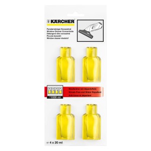 Kärcher Fensterreiniger Konzentrat, 4er Packung, für streifenfreie Reinigung von Glasflächen.