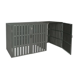 MCW Mülltonnenbox Erweiterung J28, anthrazitfarben, mit Tür, 115x76x100cm, für Gartengeräte und Mülltonnen